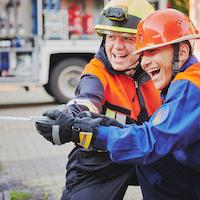 Two boys from the volunteer fire department